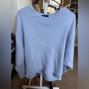 t tahari Tops L Longsleeve Baby Blue Knit Sweater Pull Over Crew-neck NWOT